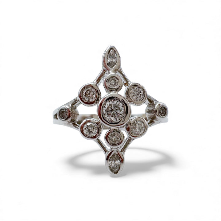 14k White Gold Diamond Estate Ring