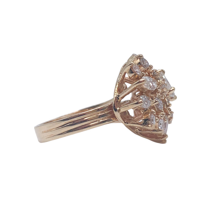 14k Yellow Gold Cluster Diamond Estate Ring
