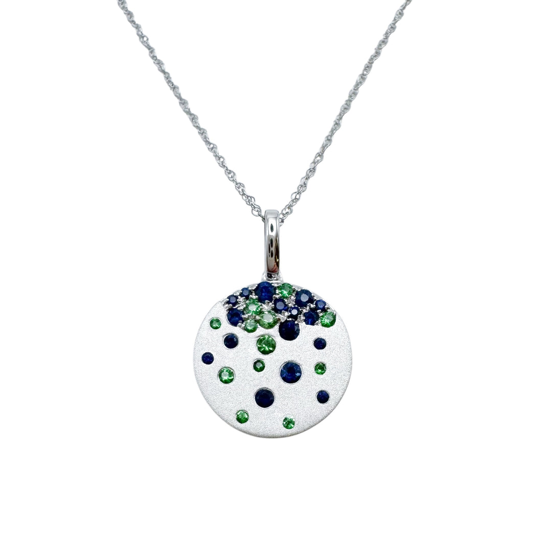 10k White Gold Disc Gemstone Pendant