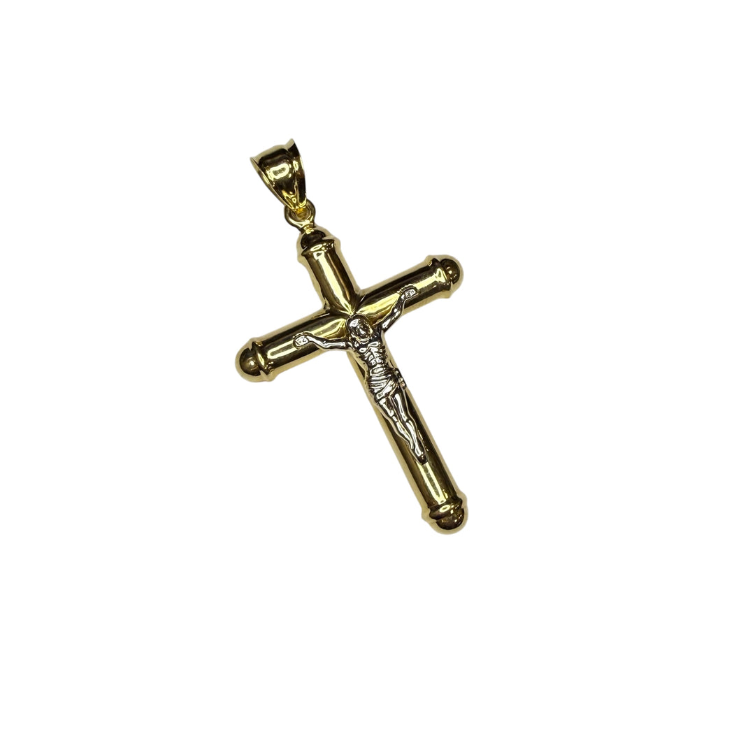 14k Two Tone Crucifix Charm