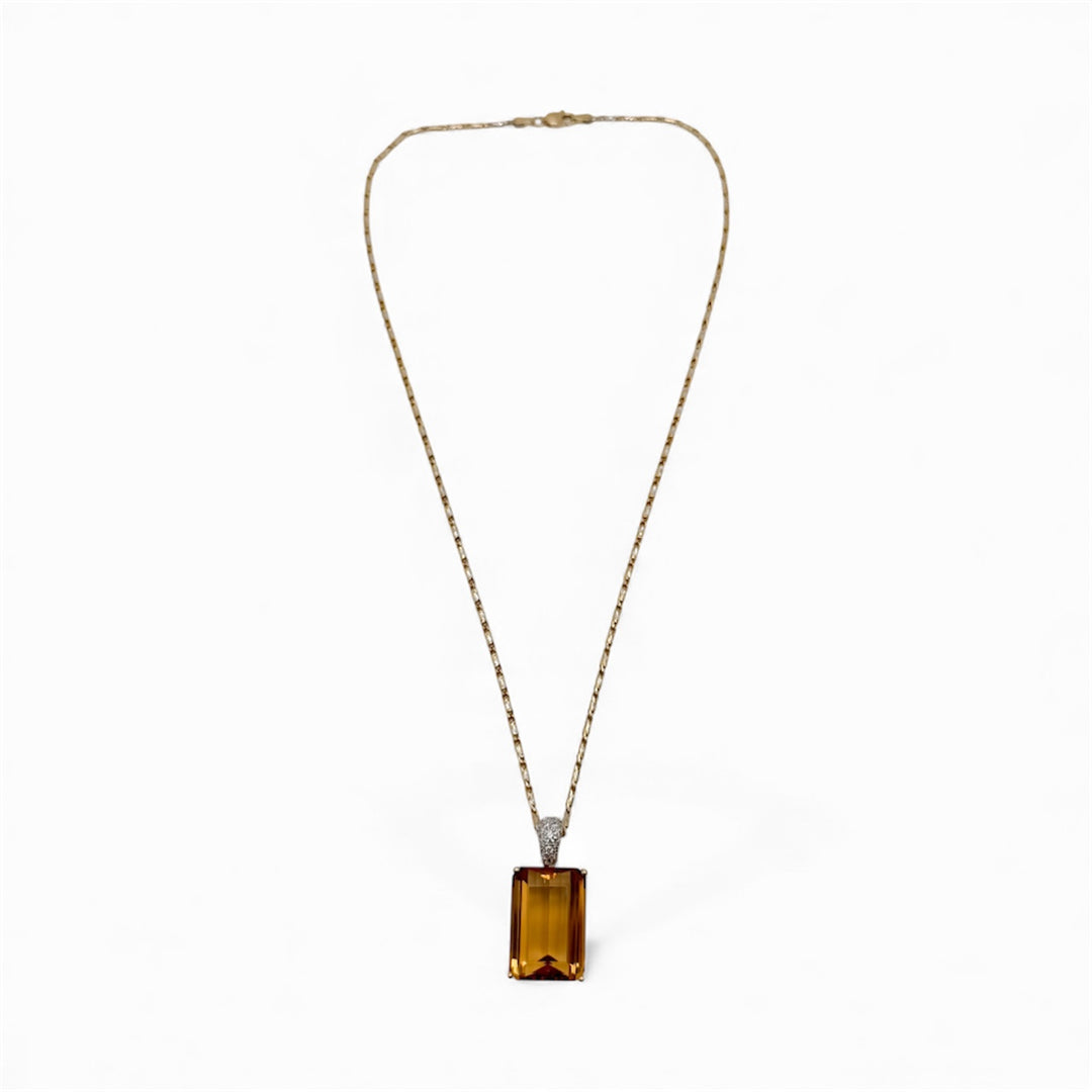 14k Yellow Gold Citrine Estate Pendant