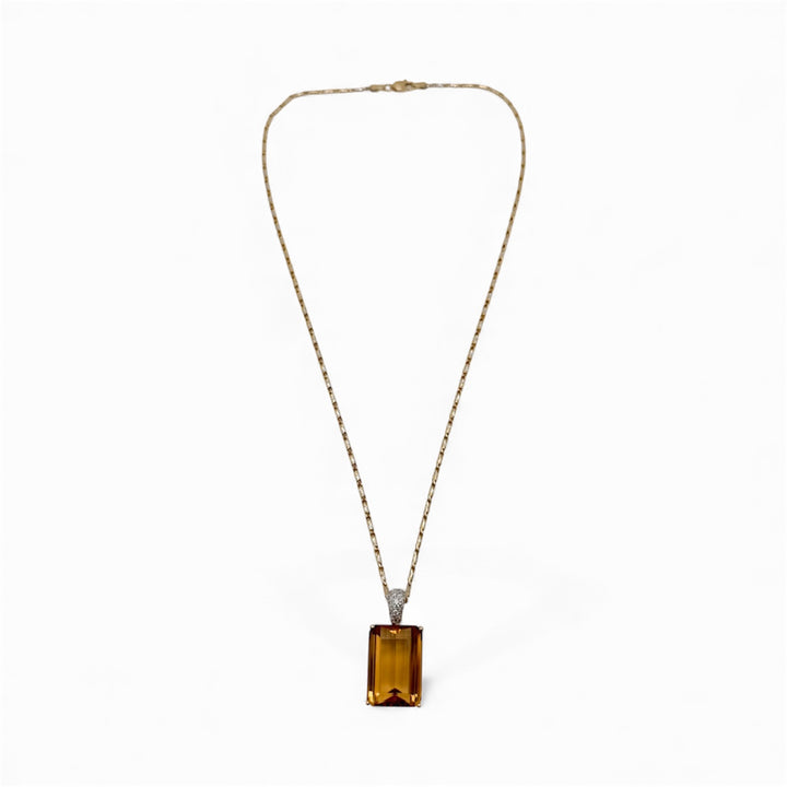 14k Yellow Gold Citrine Estate Pendant