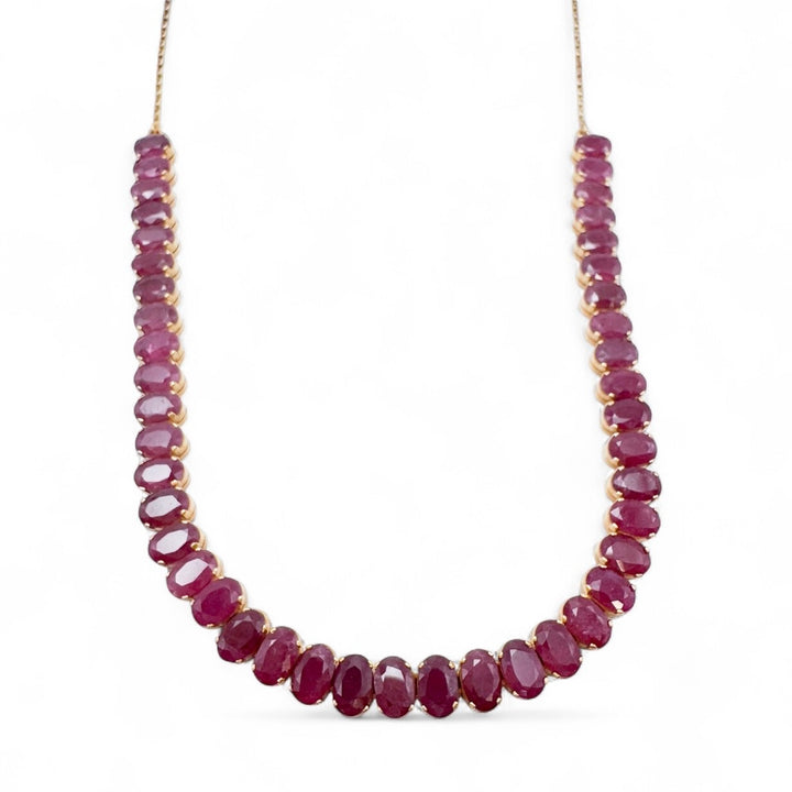 14k Yellow Gold Created Ruby Estate Necklace
