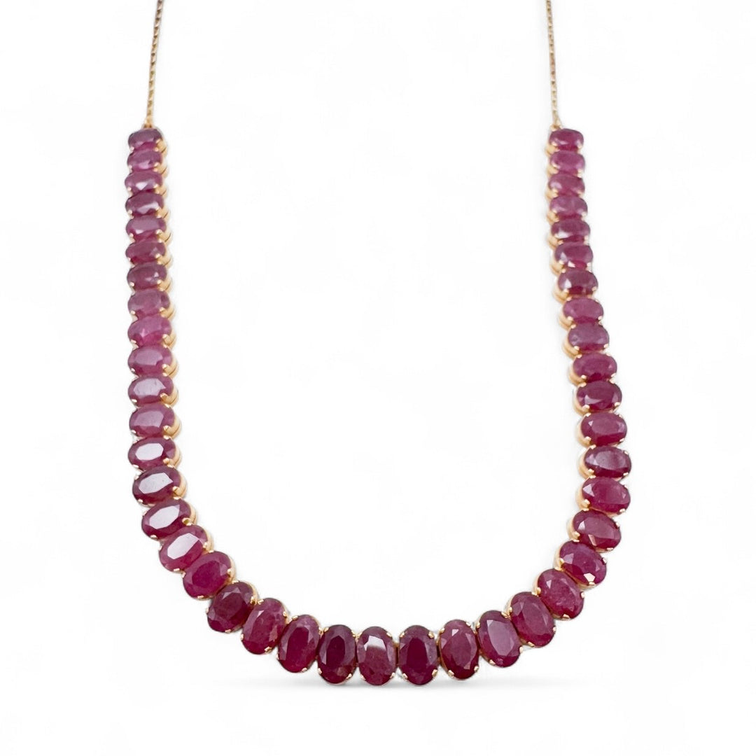 14k Yellow Gold Created Ruby Estate Necklace