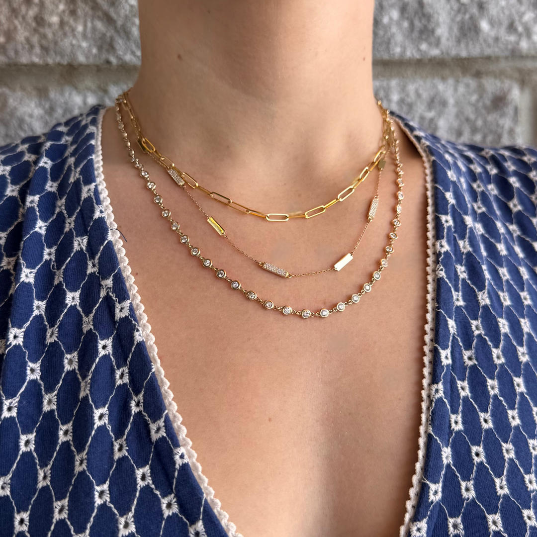 14k Yellow Bezel Lab Grown Diamond Chain