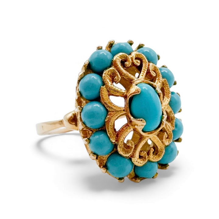 18k Yellow Gold Turquoise Estate Ring