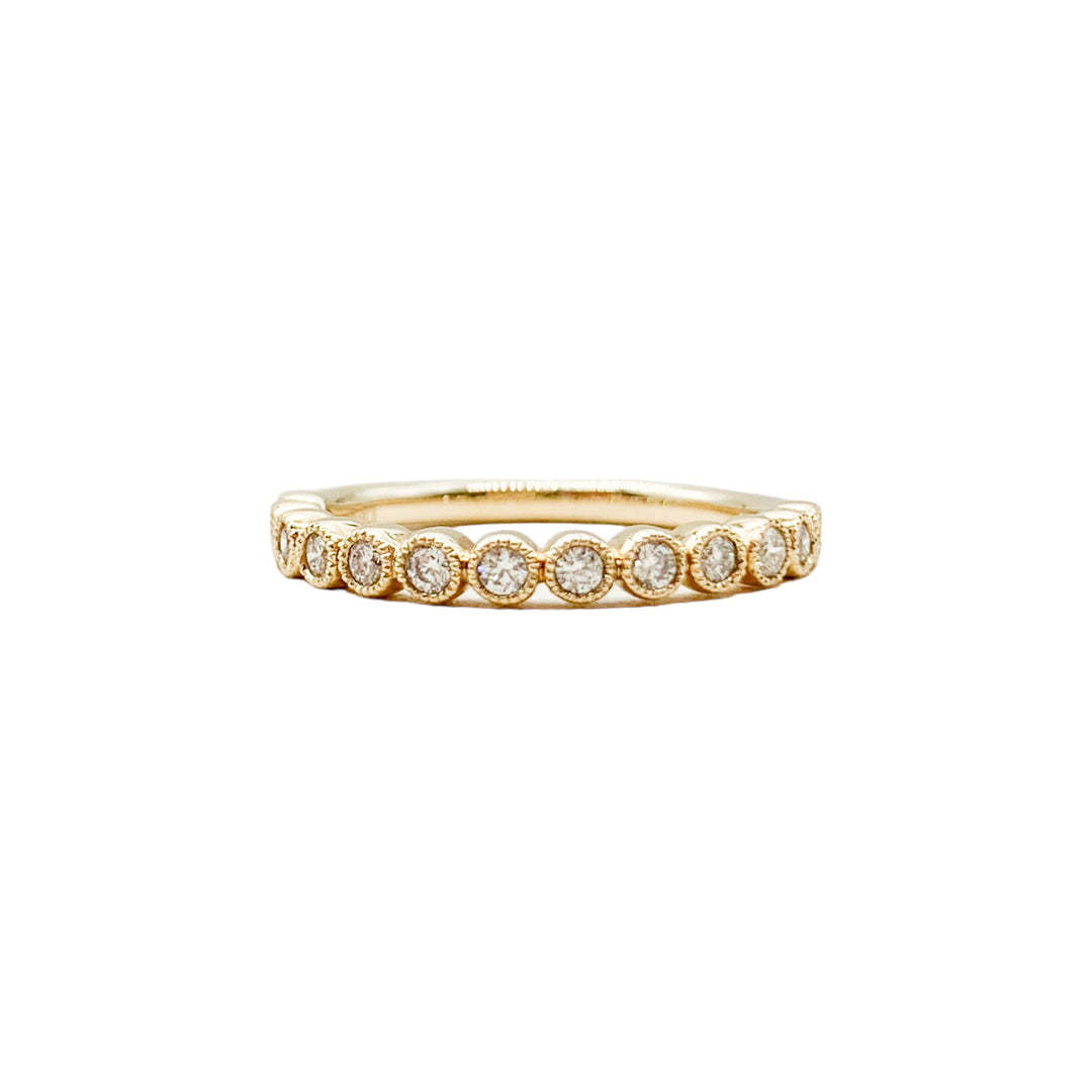 14k Yellow Gold Bezel Set 0.34ctw Round Diamond Wedding Band