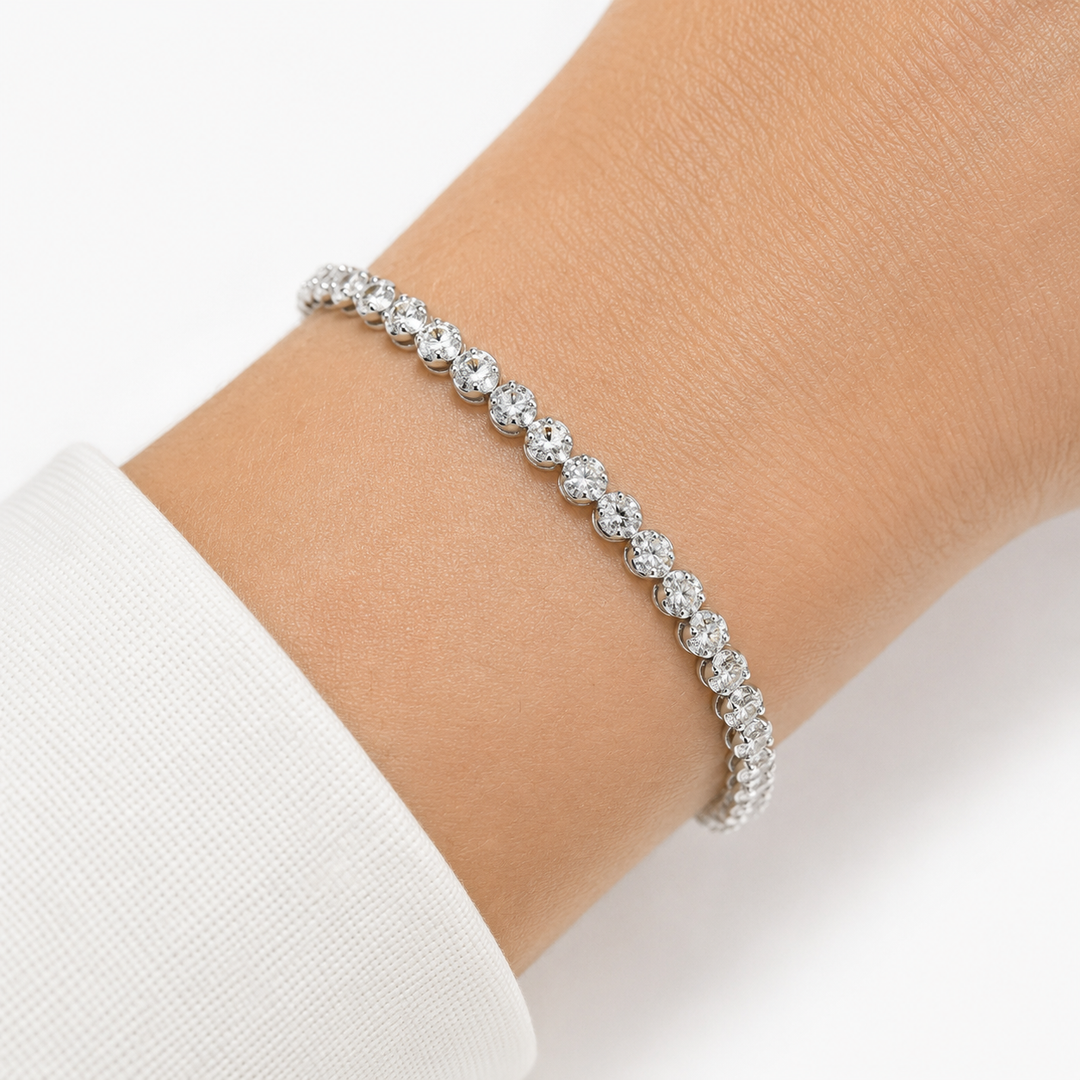 14k White Gold Natural Diamond Tennis Bracelet 3.85cttw