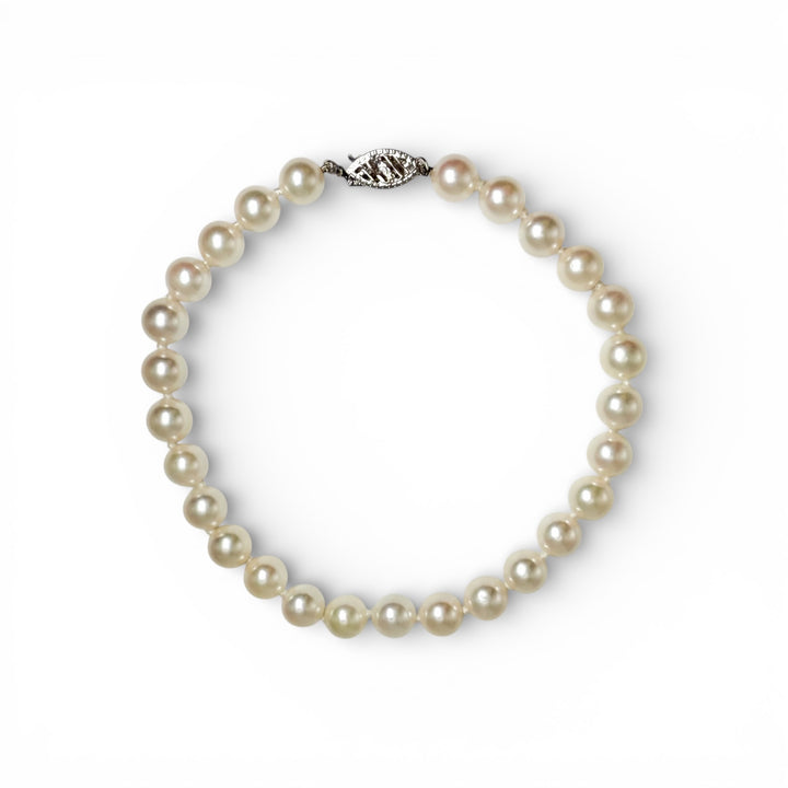 Estate 14k White Gold Pearl Bracelet