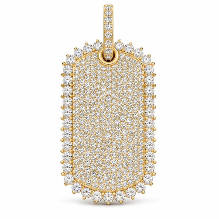 14k Yellow Diamond Estate Dog Tag