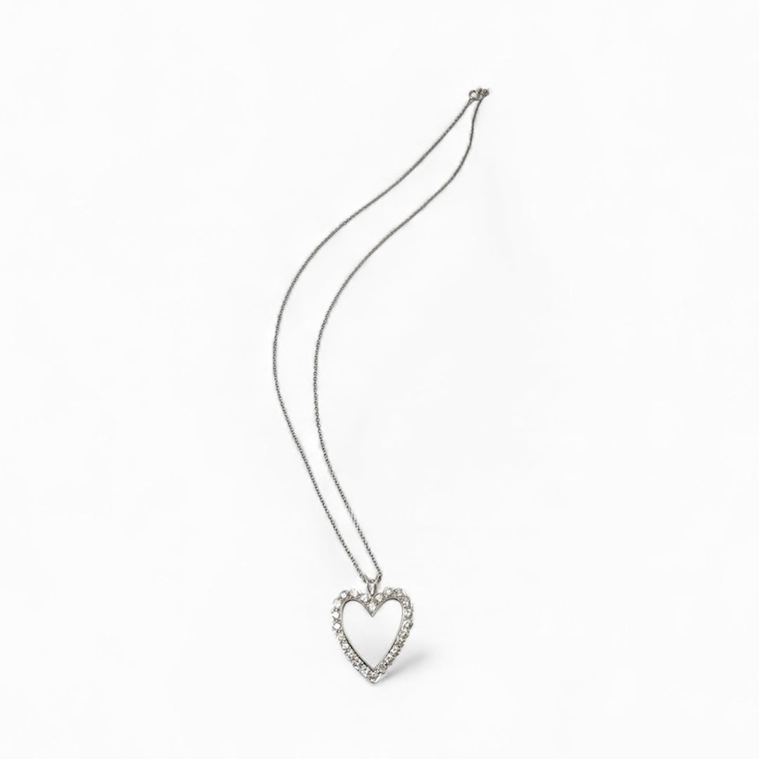 Platinum White Heart Diamond Estate Pendant