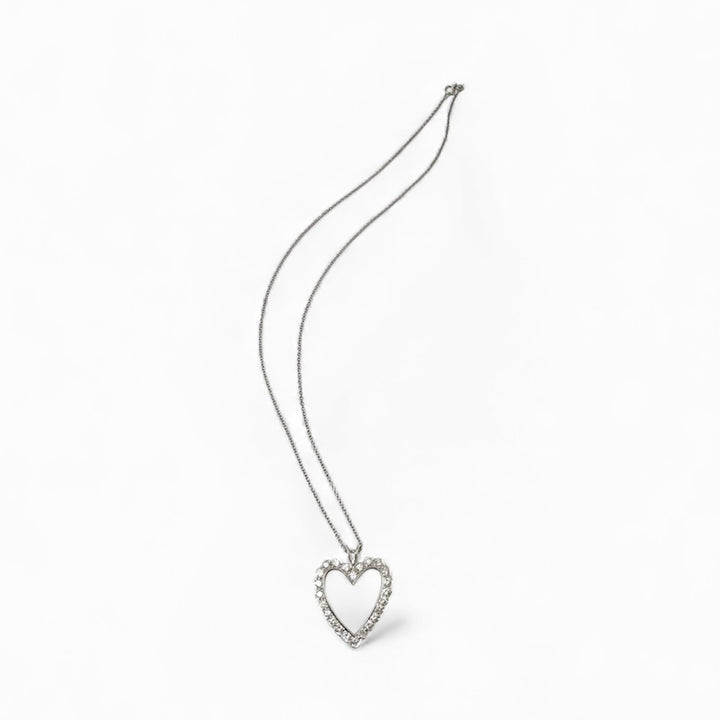 Platinum White Heart Diamond Estate Pendant
