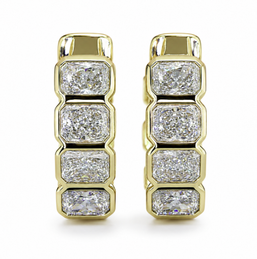 14k Yellow Lab Grown Diamond Huggie Earrings 3.04 cttw