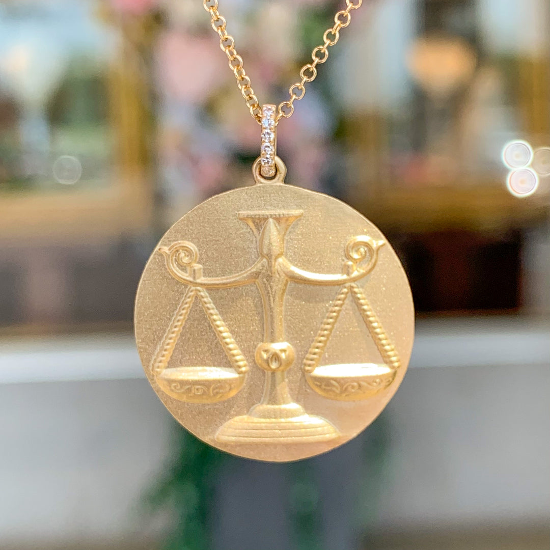 14k Yellow Gold Circle Diamond Pendants