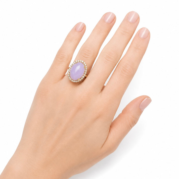 14k Yellow Halo Jade Estate Ring