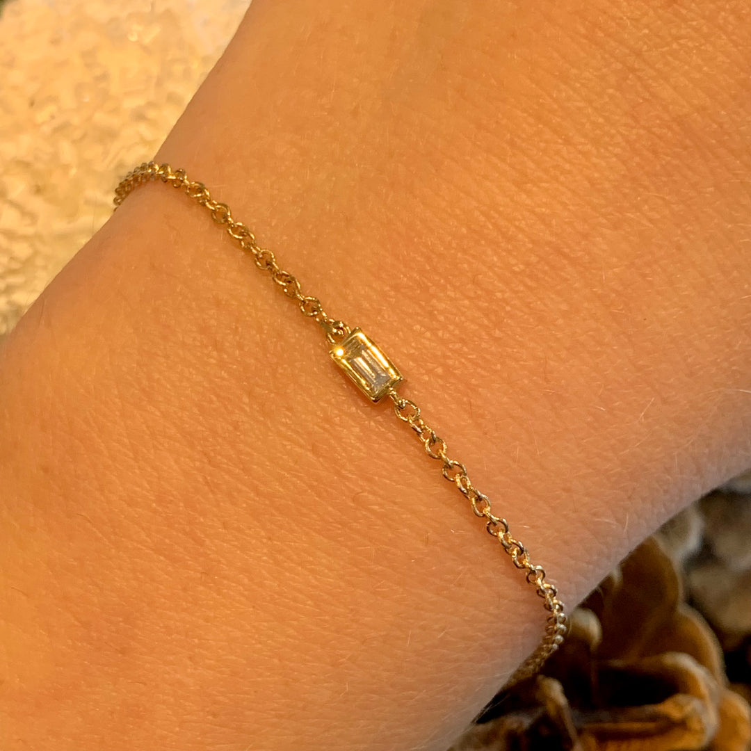 14k Yellow Gold Cable Link Diamond Bracelet