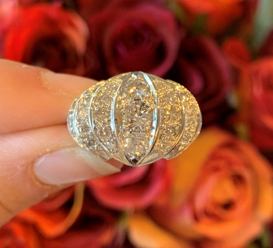 14k White Gold Vintage Diamond Estate Ring