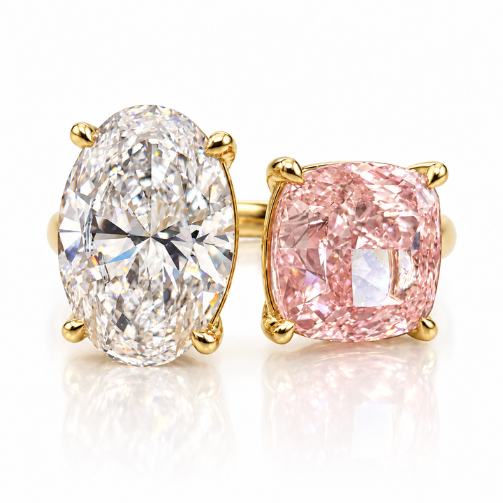 14k Yellow 2 Stone Lab Grown Diamond Ring