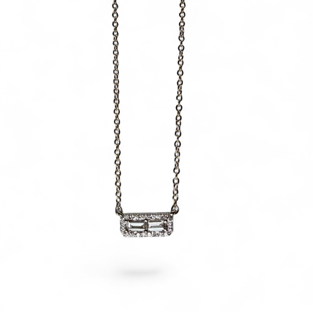 14k Two Tone Diamond Bar Necklace