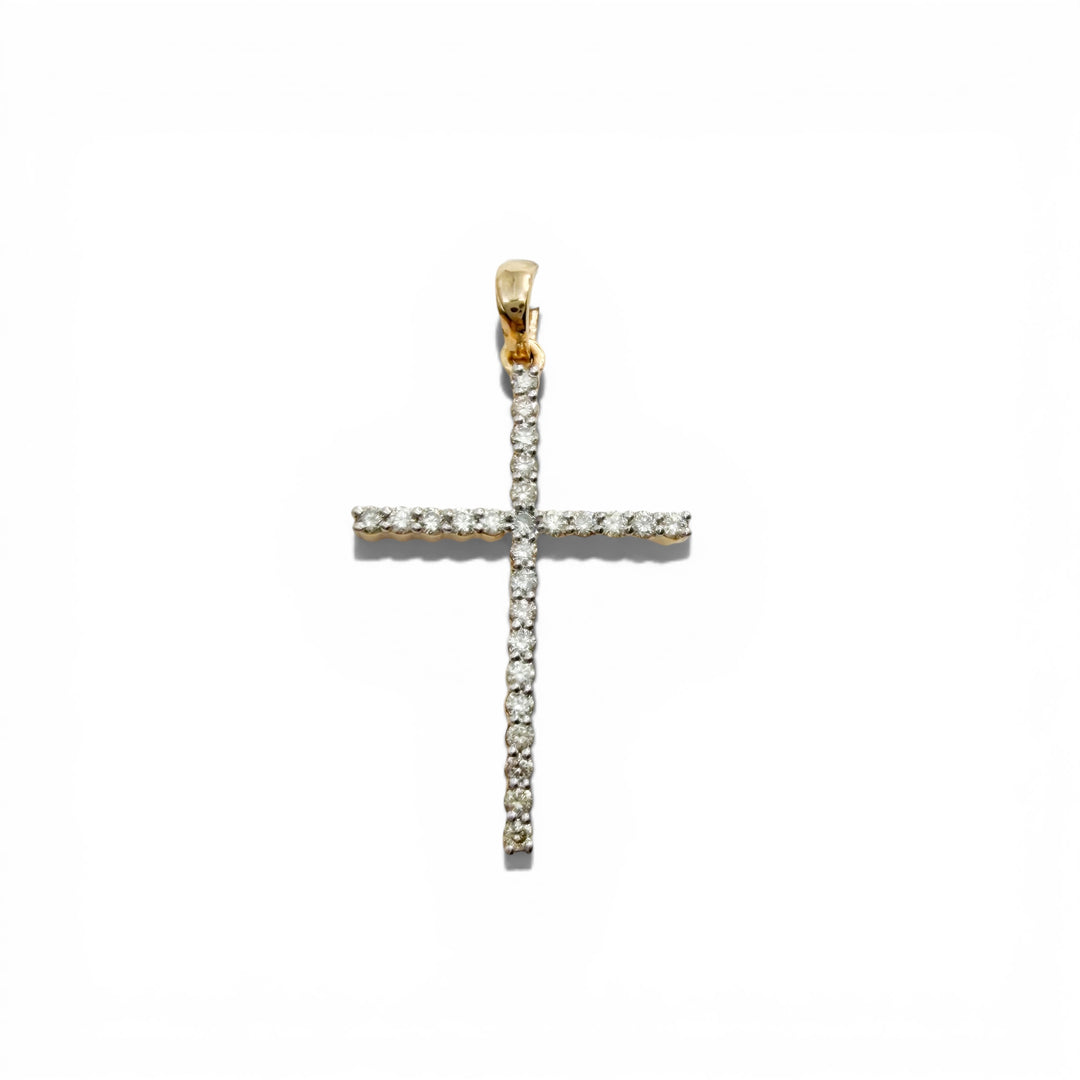 14k Yellow Gold Cross Diamond Pendants