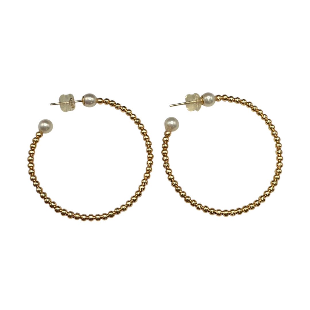 14k Medium Hoop Pearl Earrings