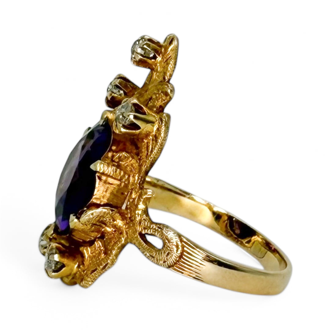 14k Yellow Gold Amethyst Estate Ring