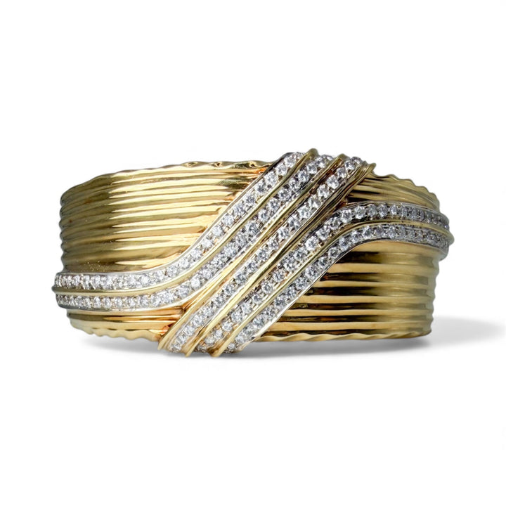 18k Yellow Gold Bangle Diamond Estate Bracelet
