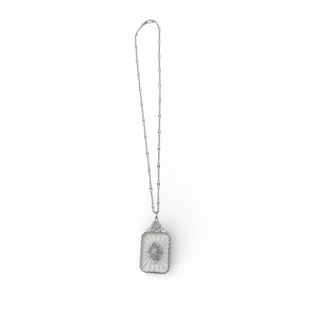 14k/10K White Gold Diamond Estate Pendant