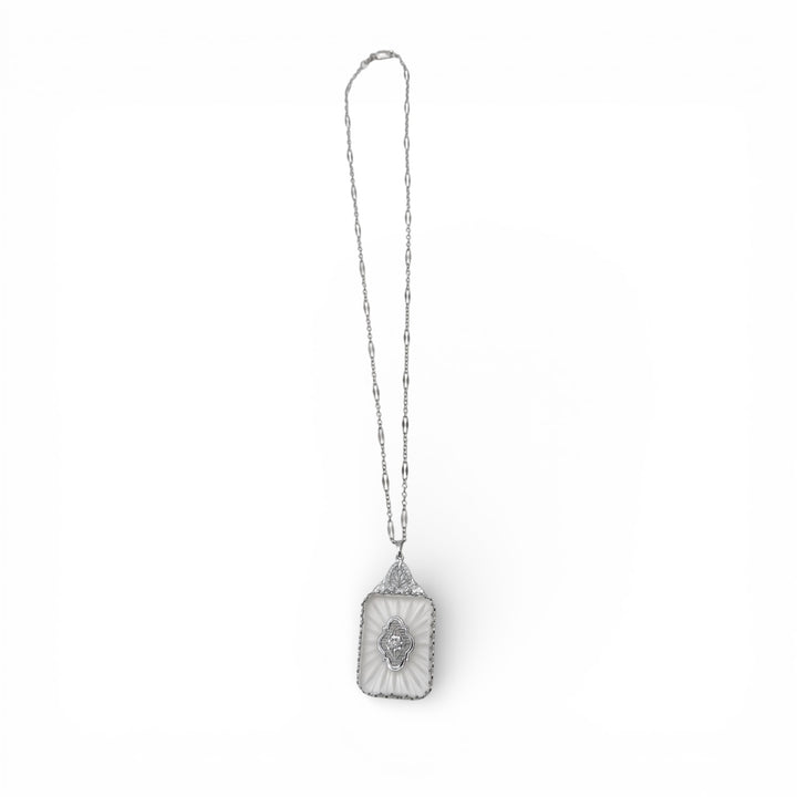 14k/10K White Gold Diamond Estate Pendant