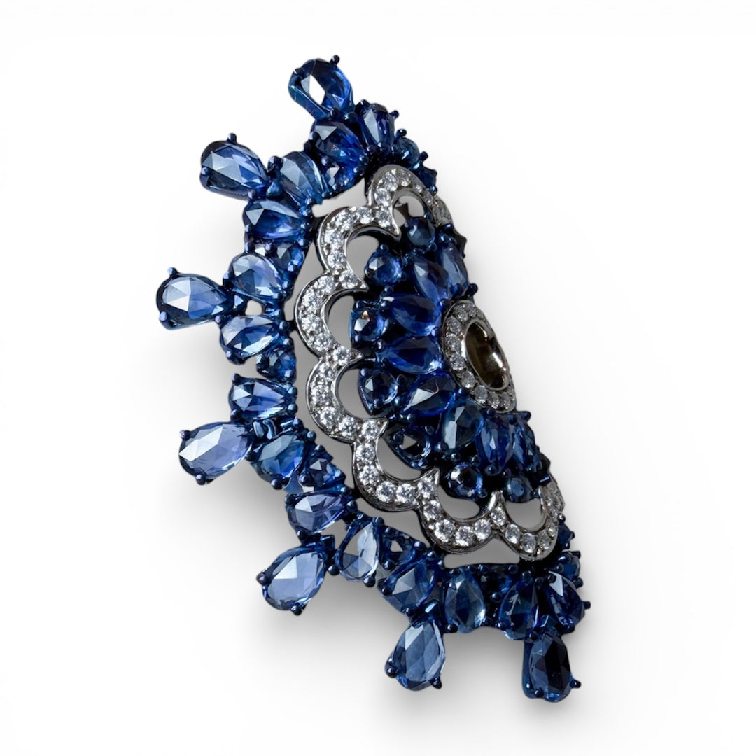 Estate Titanium Sapphire Giovanni Ferraris Designer Ring