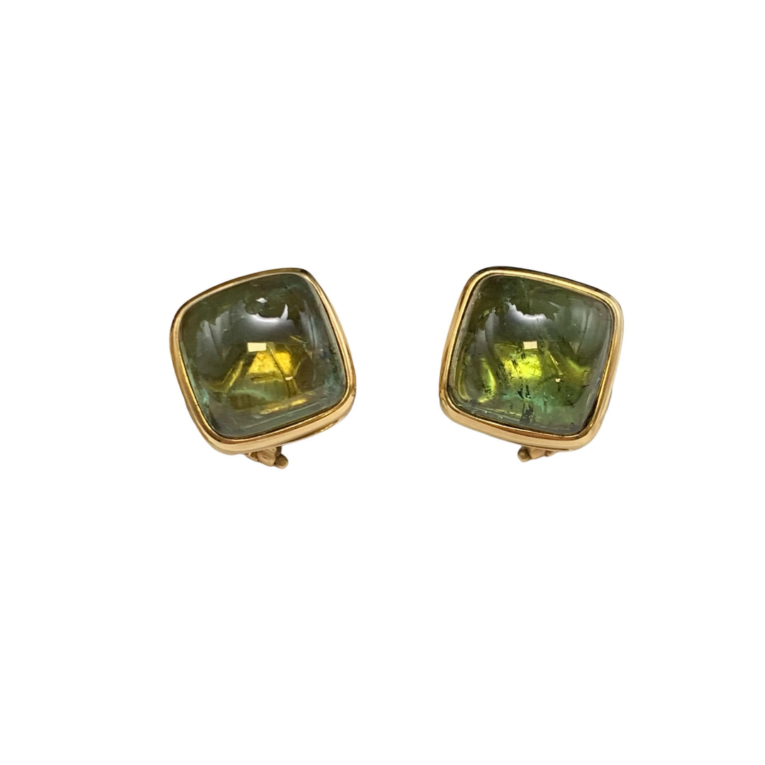 14k Yellow Gold Tourmalines Estate Earrings
