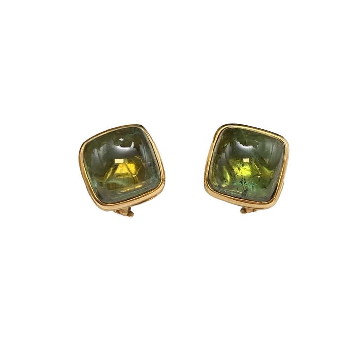 14k Yellow Gold Tourmalines Estate Earrings