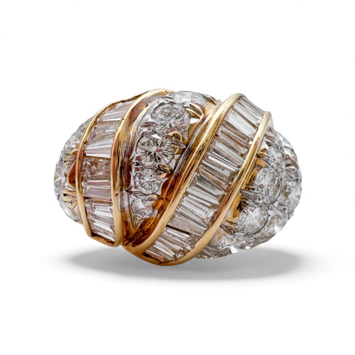 18k Yellow Gold Cluster Diamond Estate Ring