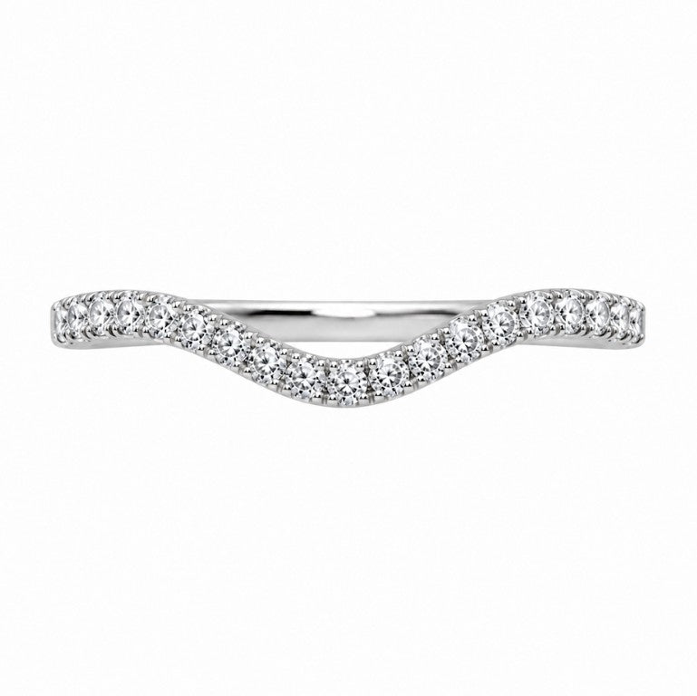 14k White Curved Prong Set 0.25ctw Round Diamond Wedding Band