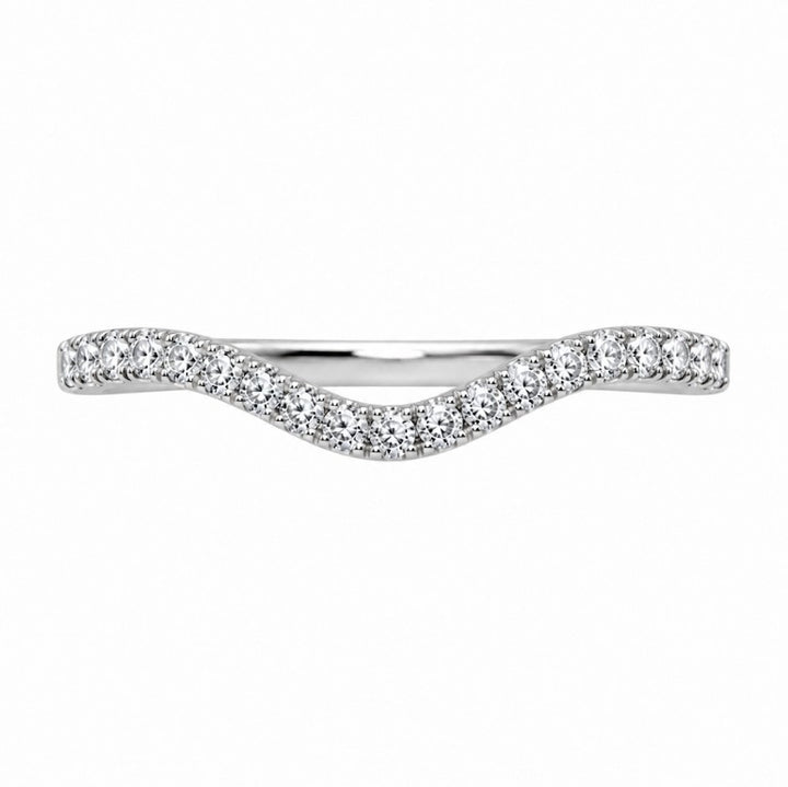 14k White Curved Prong Set 0.25ctw Round Diamond Wedding Band