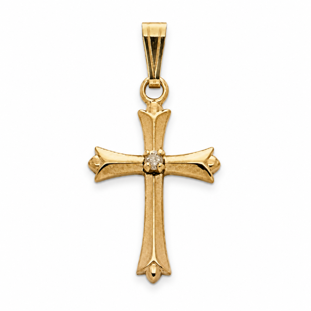 14k Yellow Gold Cross Charm