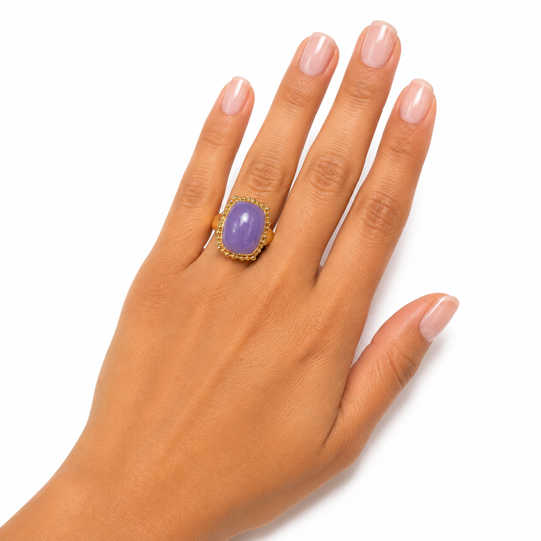 14k Yellow Gold Purple Jade Estate Ring