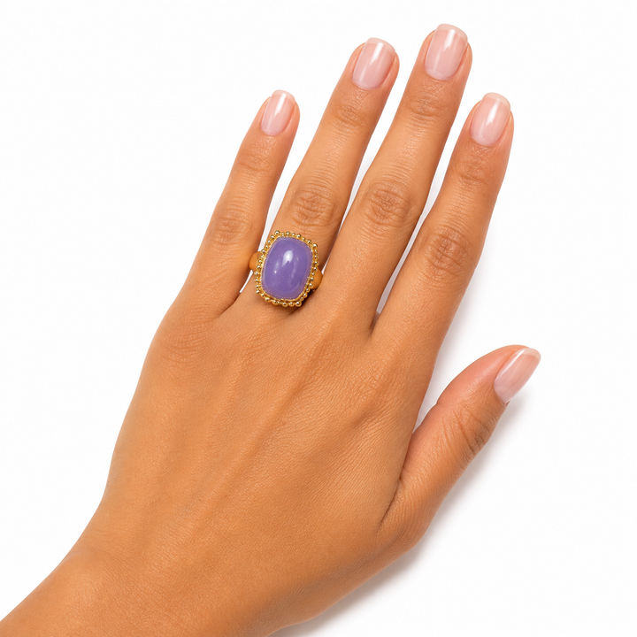 14k Yellow Gold Purple Jade Estate Ring