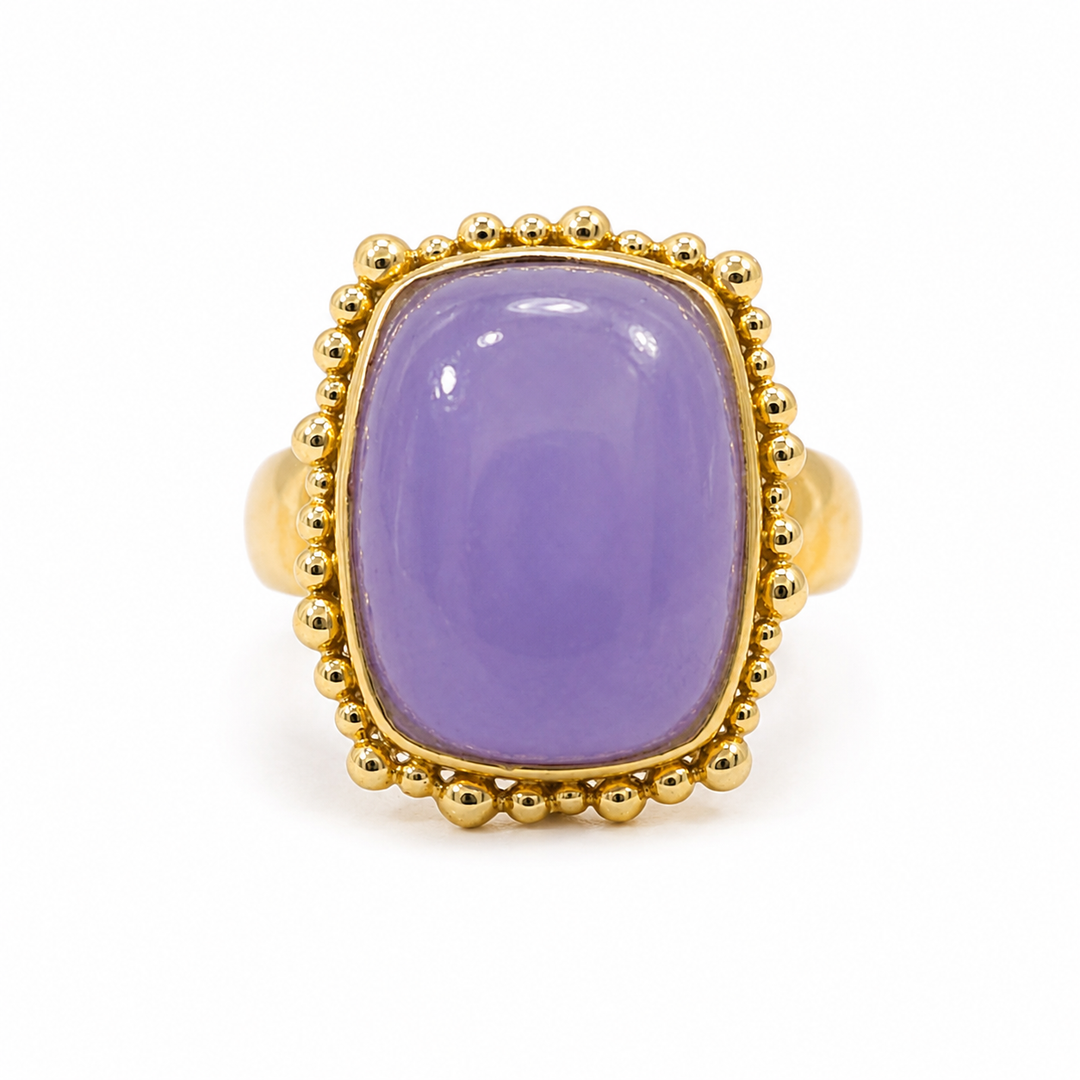 14k Yellow Gold Purple Jade Estate Ring