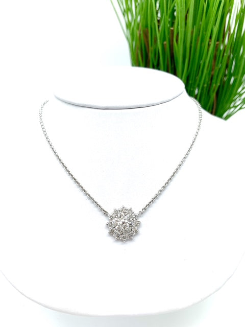 14k White Gold Diamond Estate Pendant