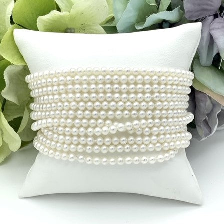 14k White Gold Multi Strand Pearl Bracelet