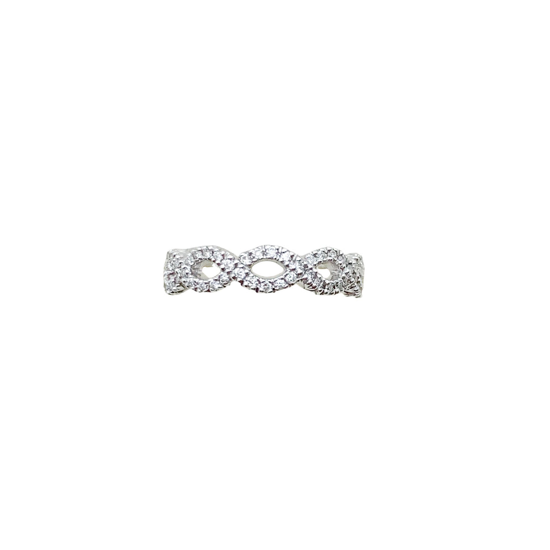 14k White Gold Twist 0.43ctw Round Diamond Wedding Band