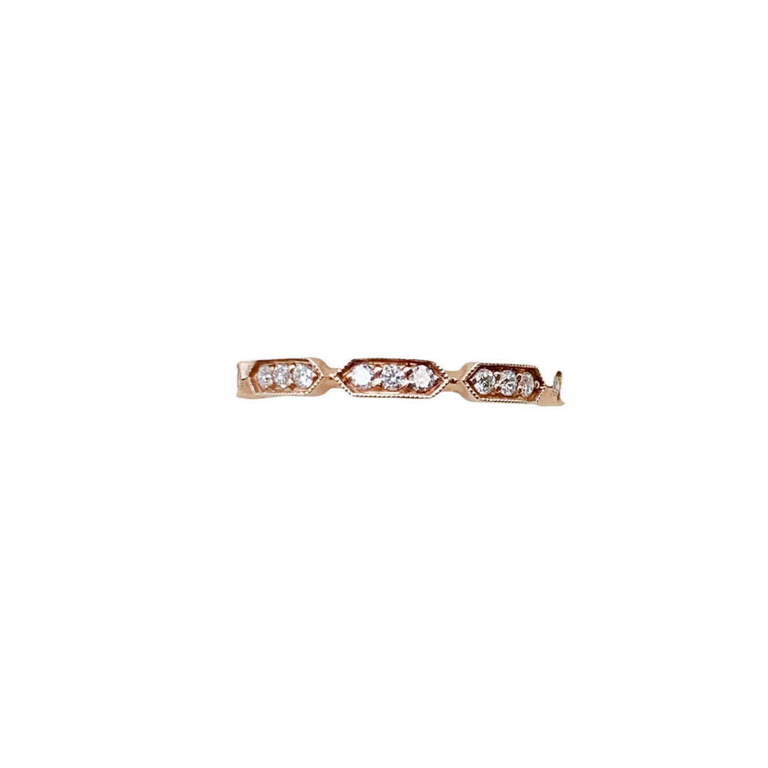 14k Rose Gold Pave Set 0.25ctw Round Diamond Wedding Band