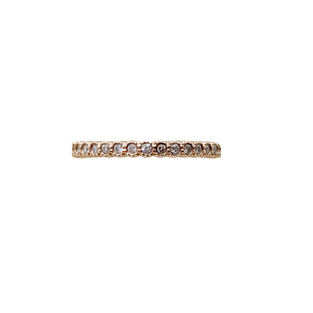 14k Rose Gold Bezel Set 0.33ctw Round Diamond Wedding Band