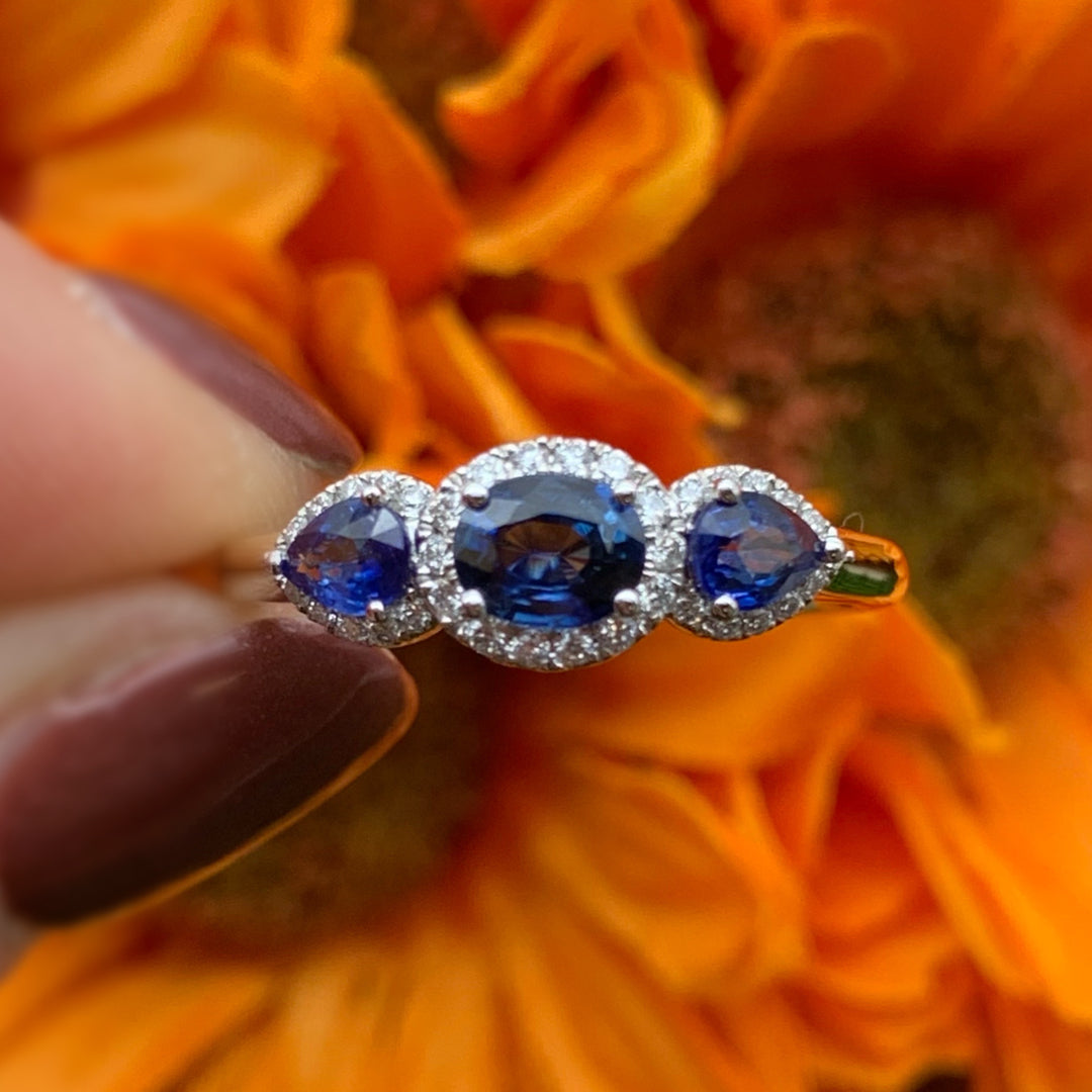 14k Two Tone Sapphire Ring