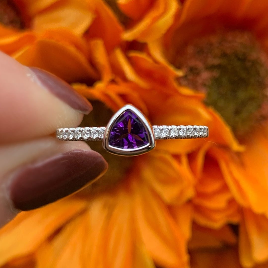 14k White Gold Amethyst Ring