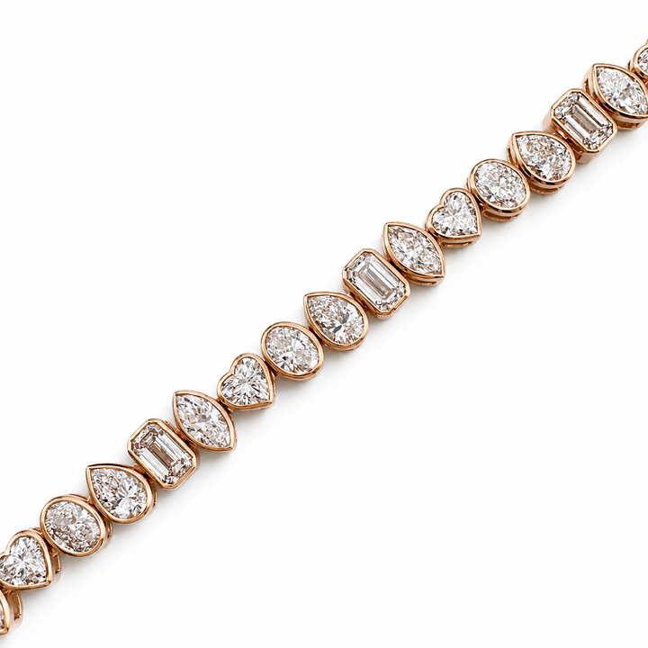 14k Yellow Gold Bezel Mixed Shape Lab Diamond Bracelet 10.02 cttw