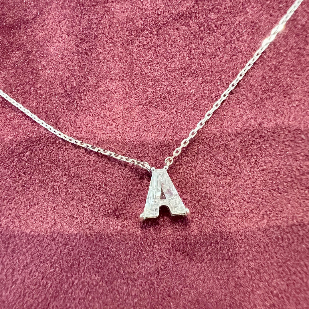 14k White Gold Inital Letter A Charm