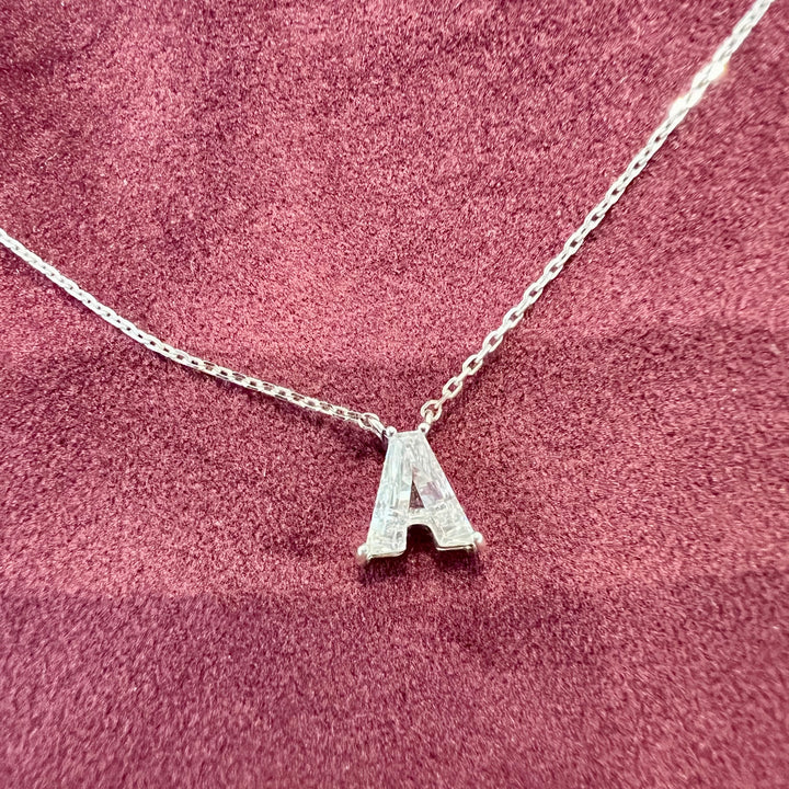 14k White Gold Inital Letter A Charm