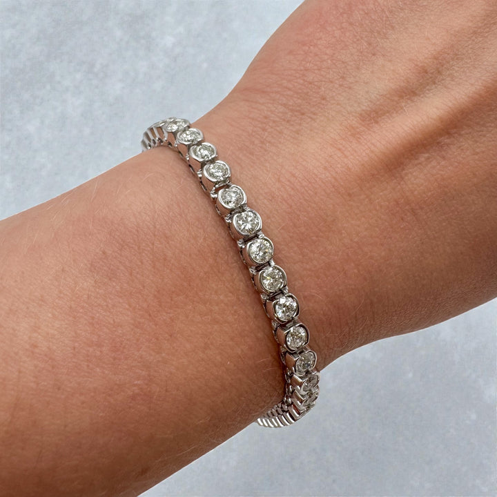 14k White Gold Bezel Set Diamond Estate Bracelet